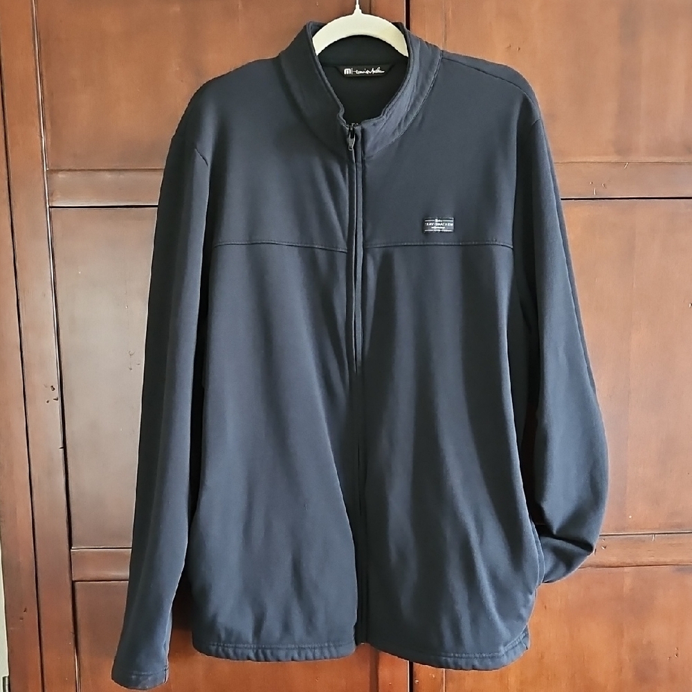 Travis Mathew Black Full Zip Jacket, Side Pockets, Stand Up Collar, Size Large